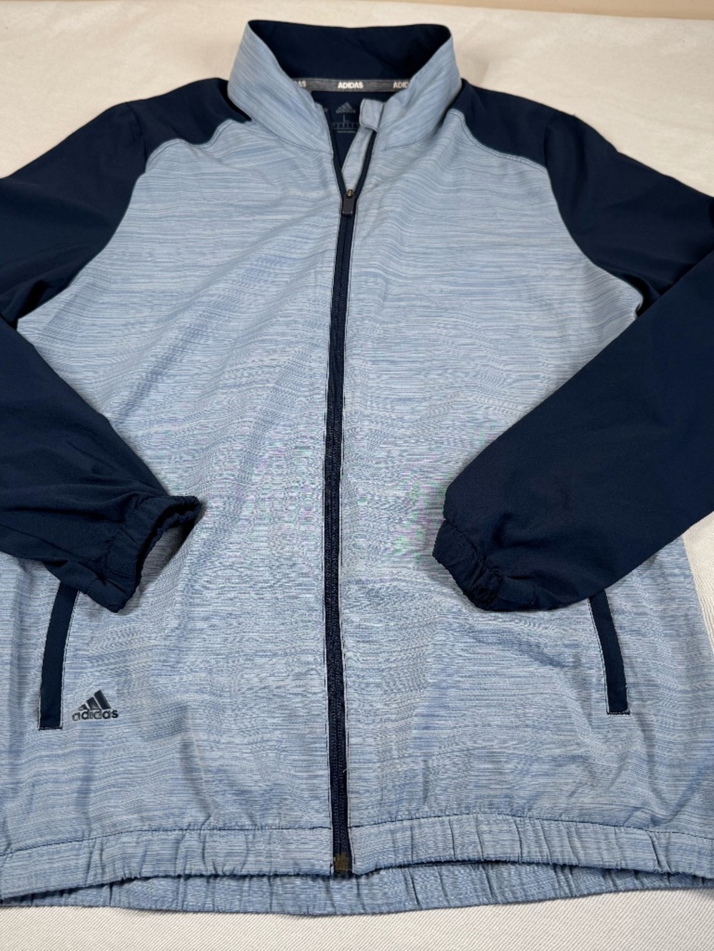Adidas Men's Zip Up Long Sleeve Jacket Size Large - Light & Dark Blue